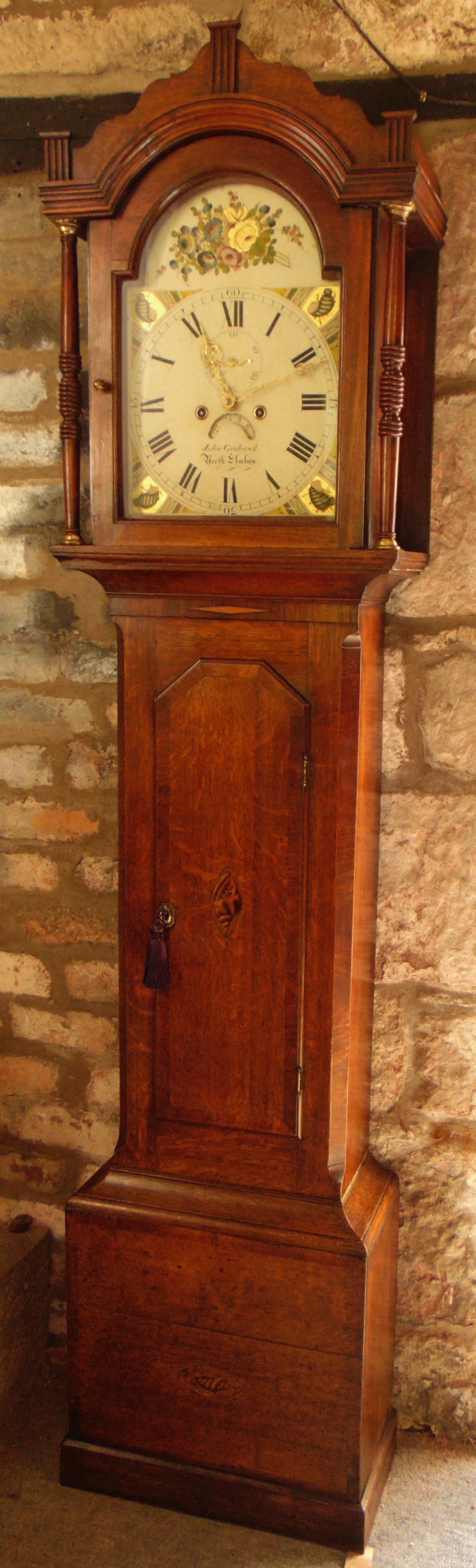 Georgian oak longcase clock. Circa 1825