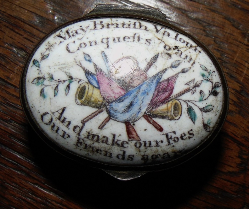 Georgian Battersea enamel patch box. Circa 1775
