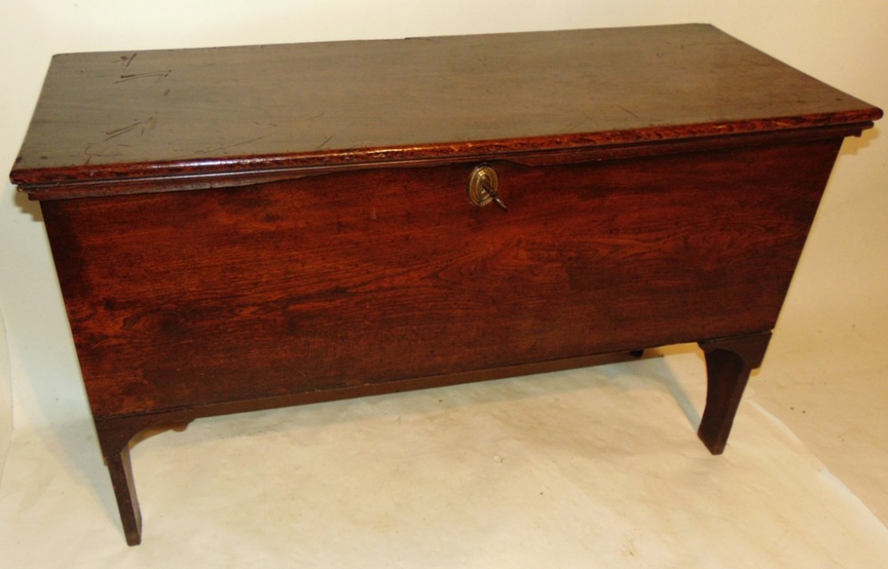 18th. century elm 6 plank coffer. Circa 1770