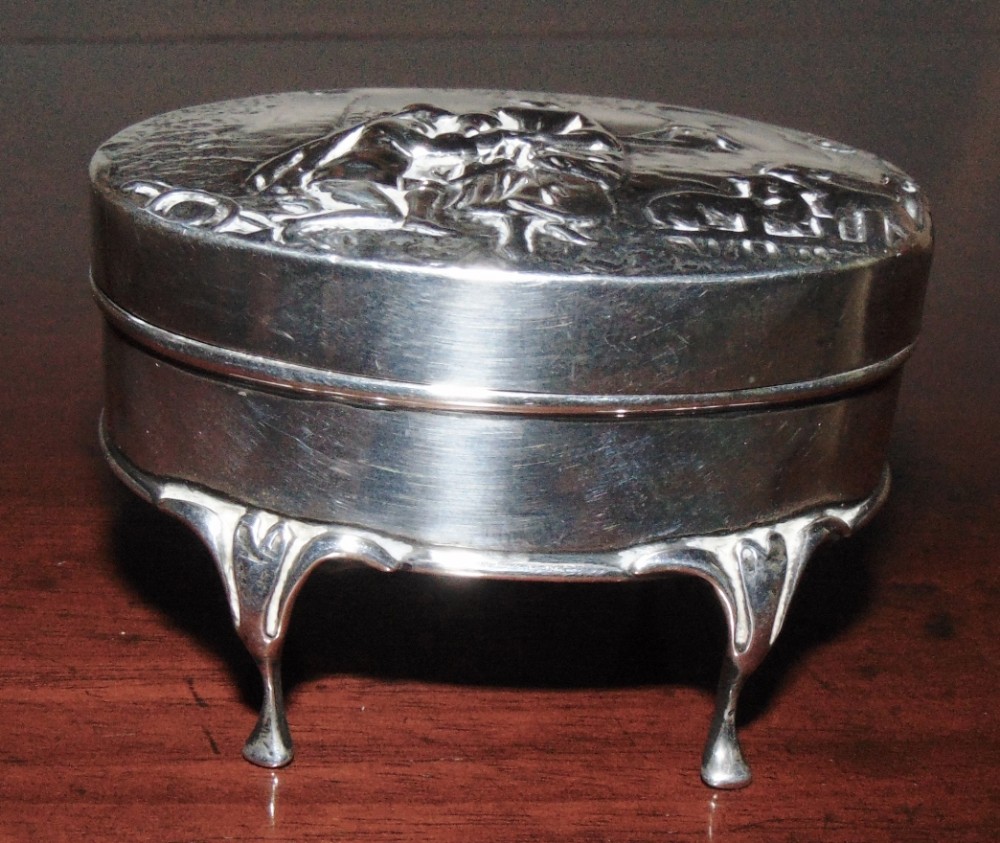 Edwardian silver oval ring box. 1907