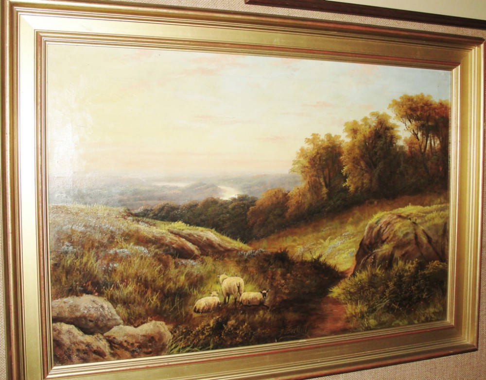 Victorian oil Sheep graving by J.H.Bartlett. Circa 1890