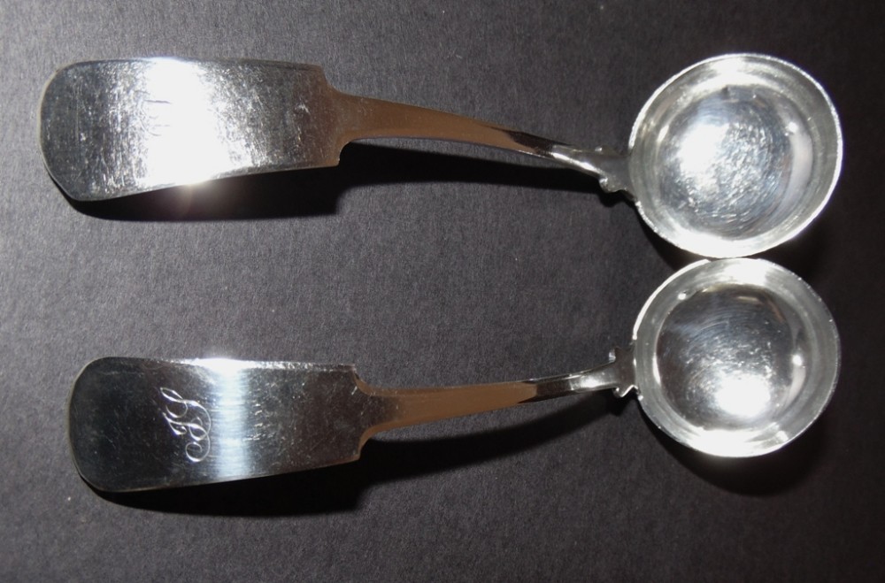 Pair Georgian PERTH silver sauce ladles. Circa 1825