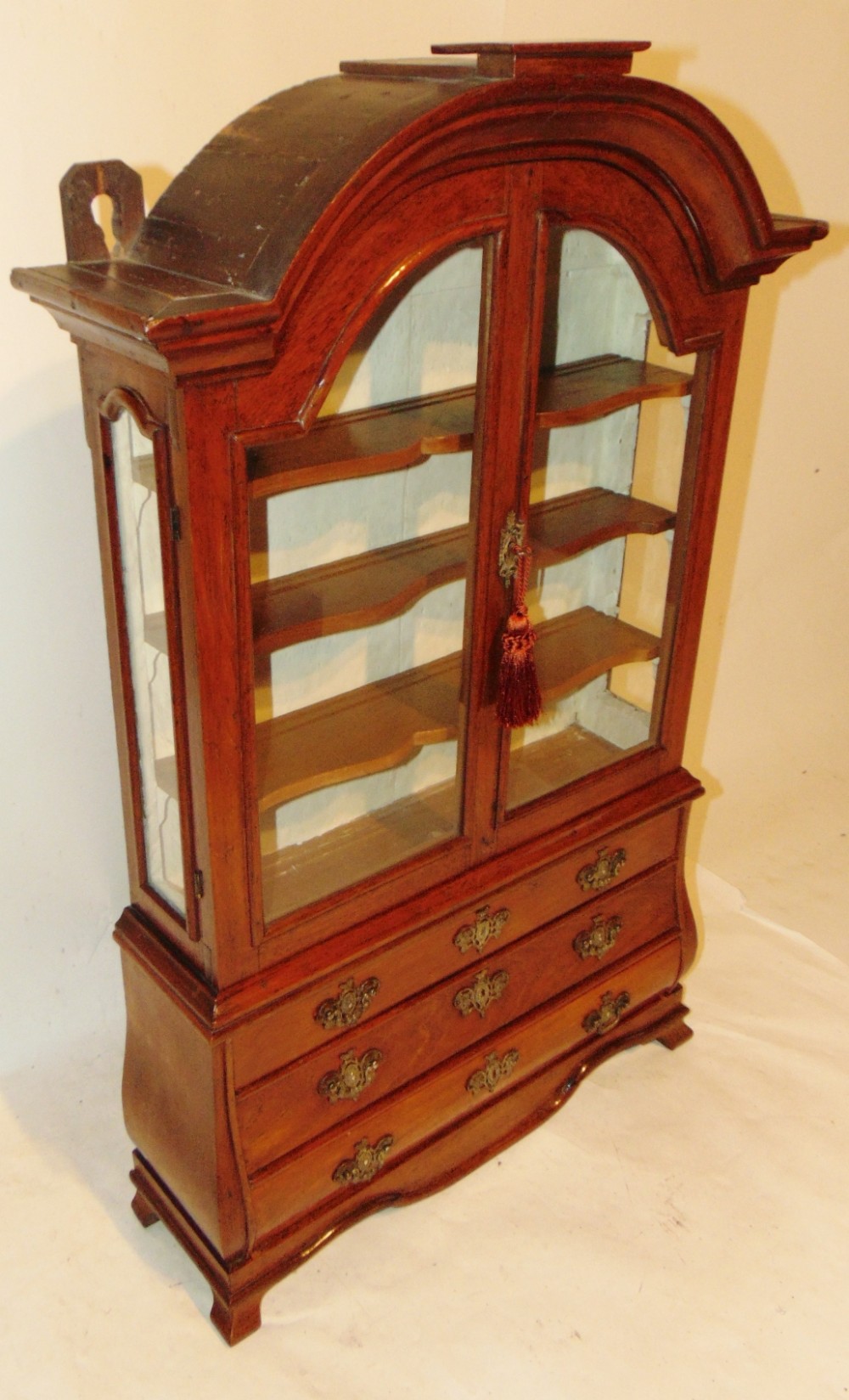 Dutch walnut MINIATURE china cabinet. Circa 1770