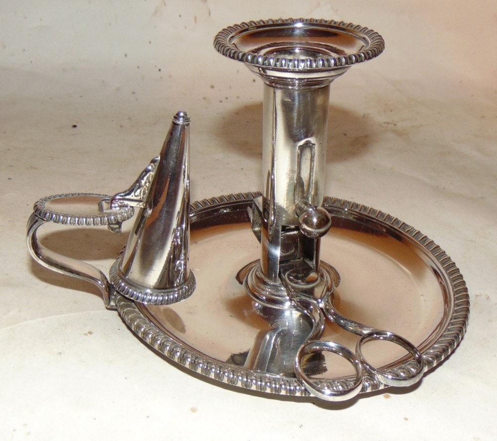 Victorian silver plated chamber candlestick. Circa 1860