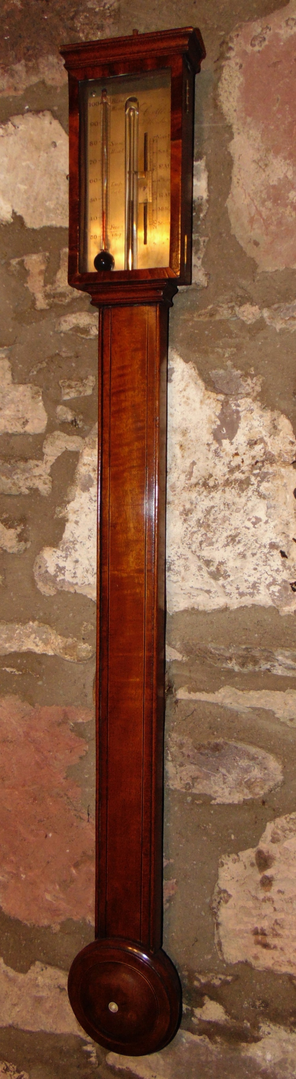 Scottish Georgian mahogany stick barometer. Circa 1800