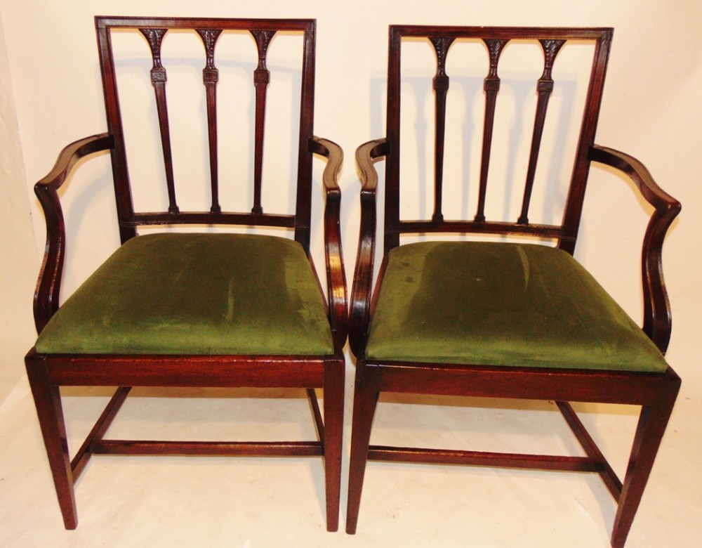 Pair Georgian mahogany elbow chairs Circa 1800