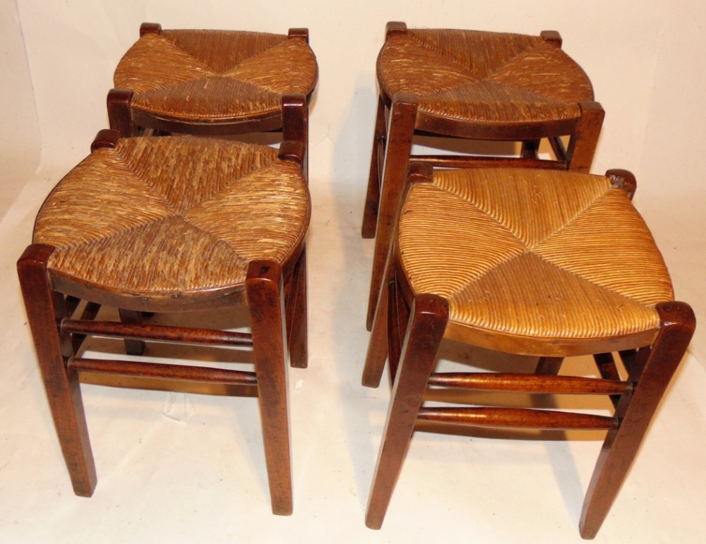 Set 4 Georgian fruitwood stools. Circa 1820
