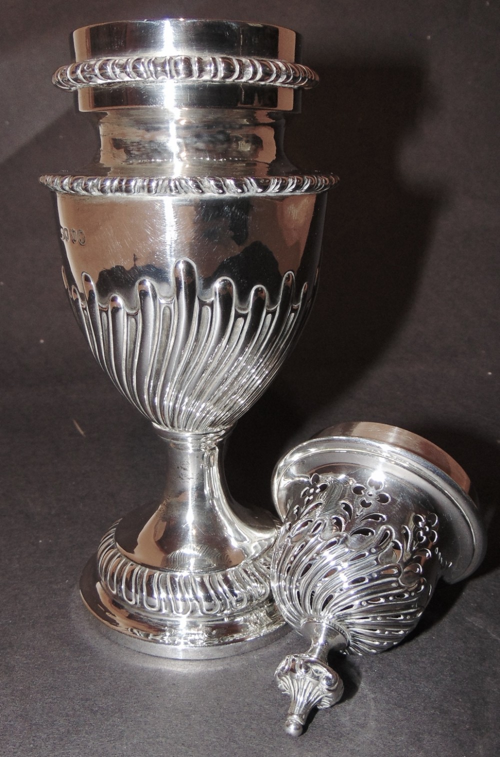 Large Victorian silver sugar sifter. 1887