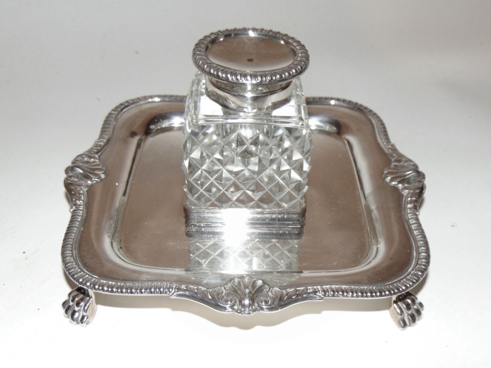Victorian silver plated inkstand. Circa 1880