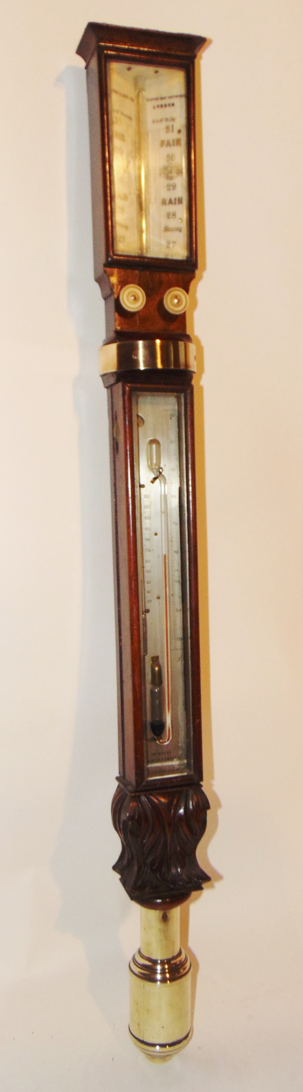 Victorian walnut marine barometer. Circa 1870