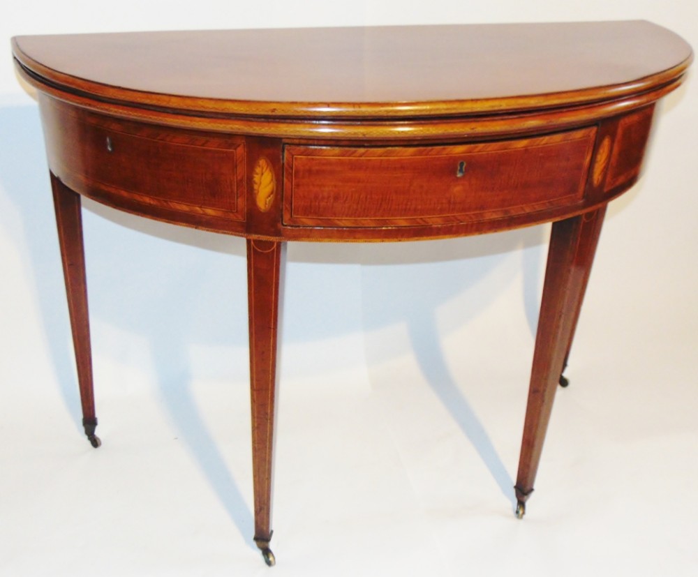 Scottish Sheraton mahogany demi-lune tea table. Circa 1795