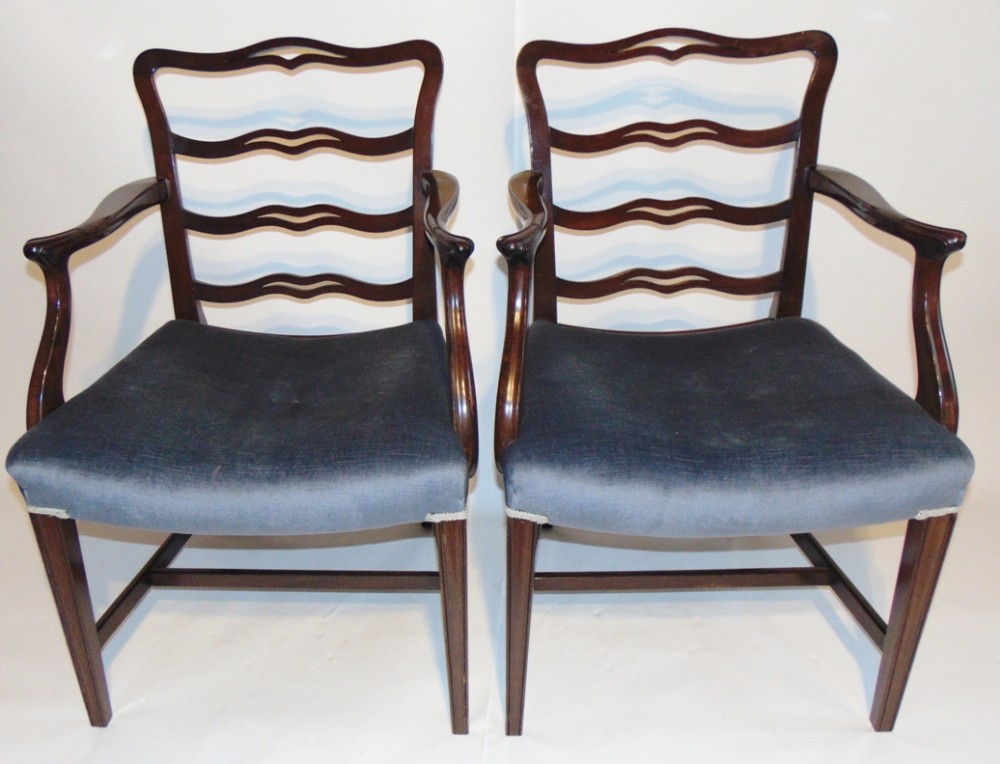 Pair George III style mahogany elbow chairs Circa 1890