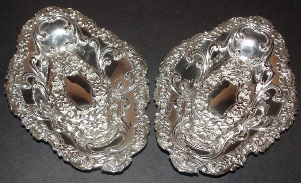 Pair Victorian silver dishes. 1897