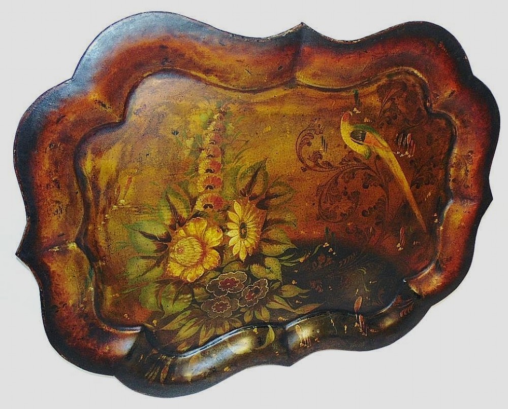 Victorian painted tole tray. Circa 1850