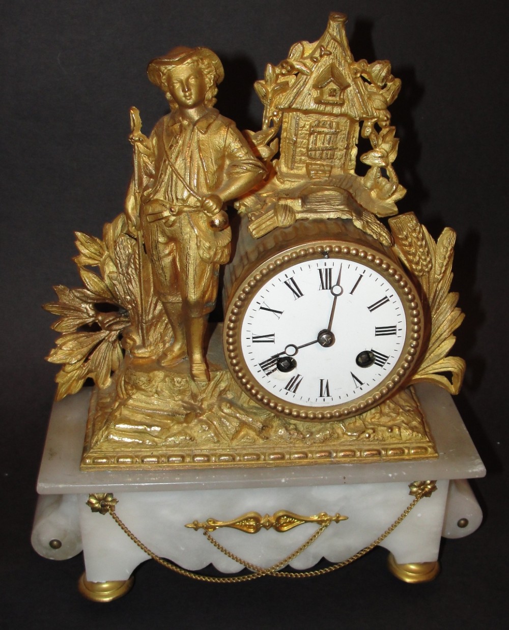 French ormolu and alabaster mantle clock Circa 1860