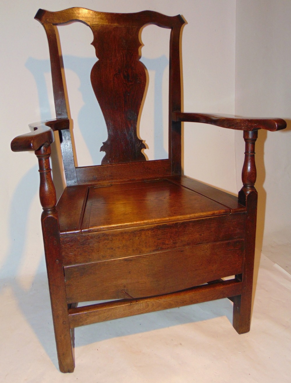 Georgian oak box seat elbow chair Circa 1760