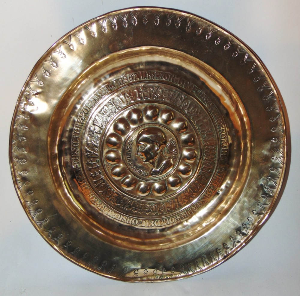 16th. century Nuremberg brass alms dish Circa 1550
