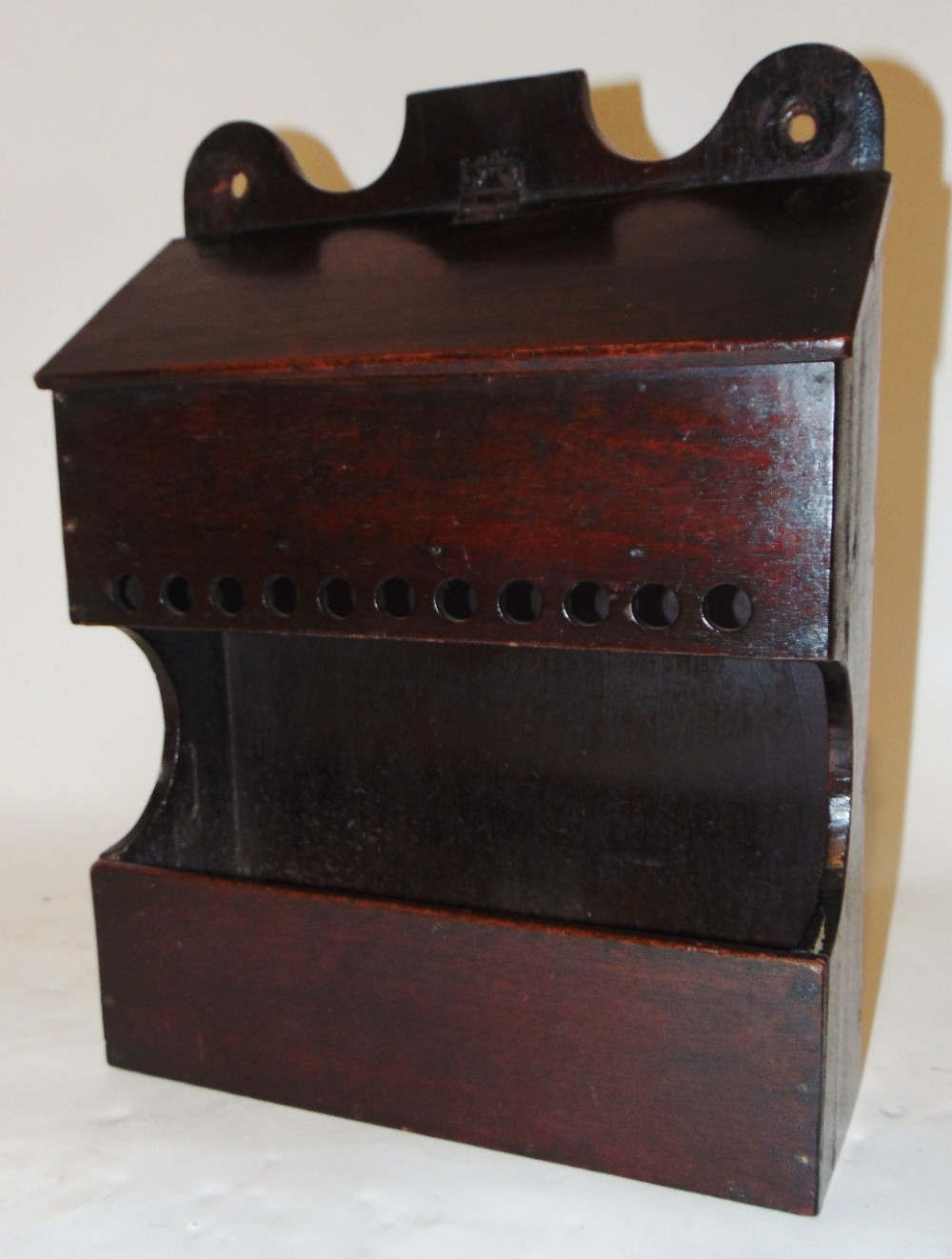 Georgian red walnut candle box. Circa 1770