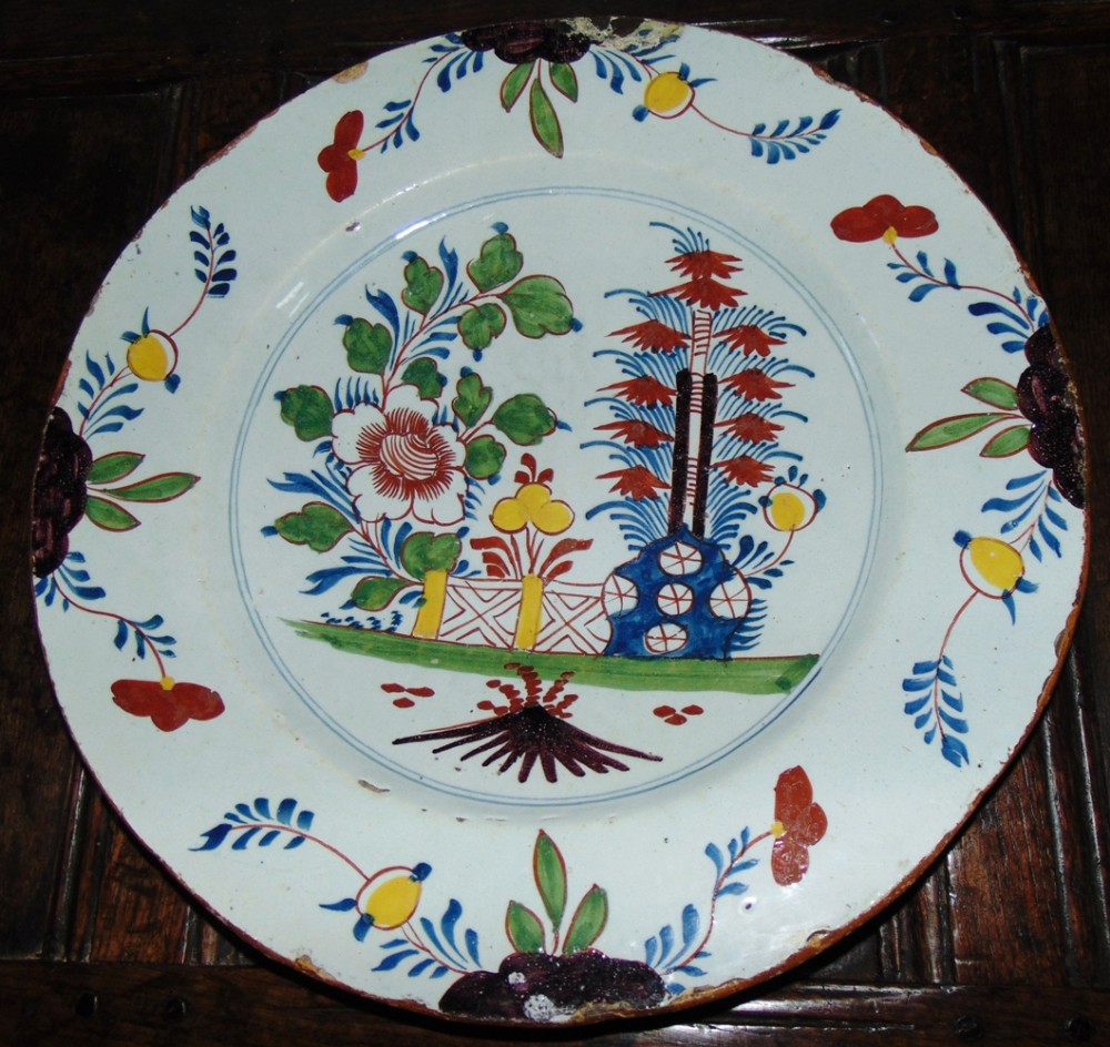 Large Bristol delft coloured charger Circa 1760