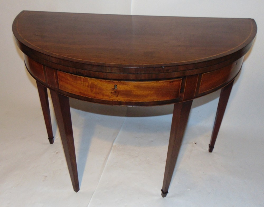 Scottish Sheraton half round card table. Circa 1795