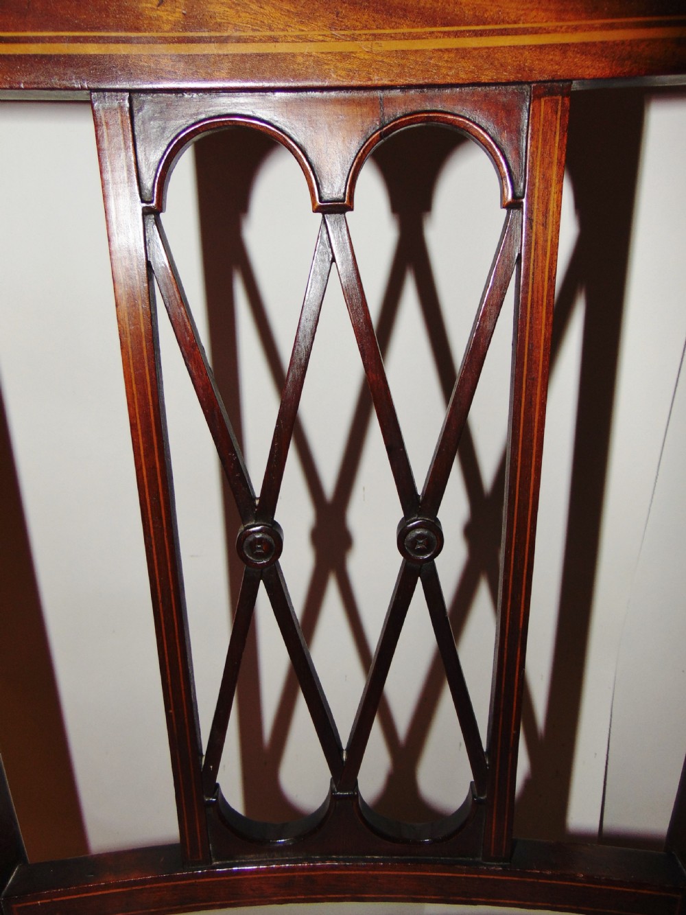 Pair Edwardian mahogany side chairs Circa 1910 View III