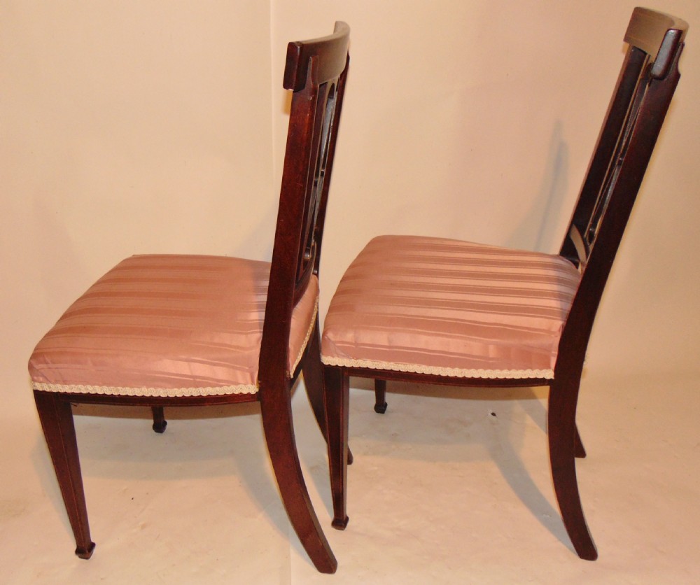 Pair Edwardian mahogany side chairs Circa 1910 View IV