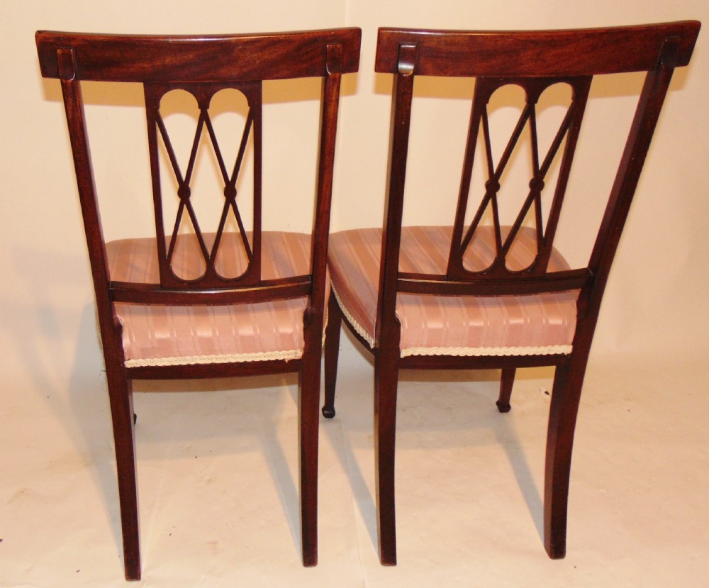 Pair Edwardian mahogany side chairs Circa 1910 View V