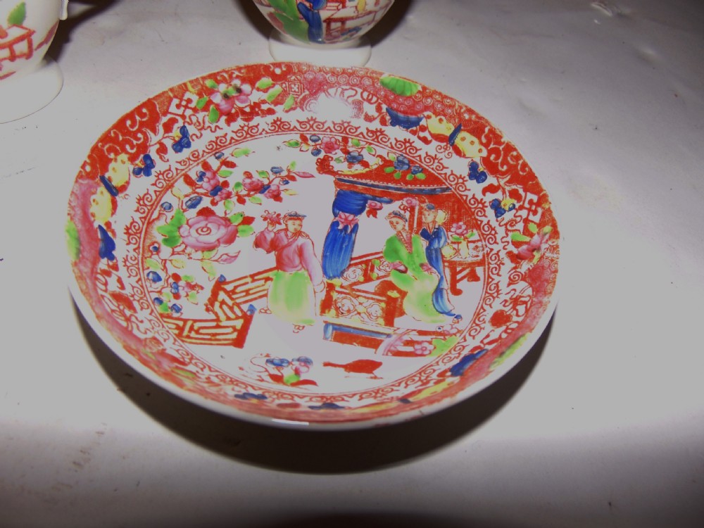 Pair Hilditch cups and saucers Circa 1830 View V