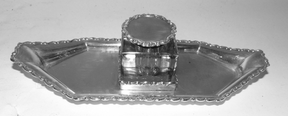 Edwardian solid silver inkstand 1901