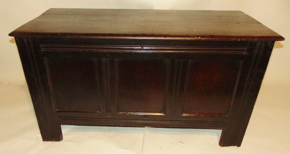 Early oak paneled coffer circa 1695