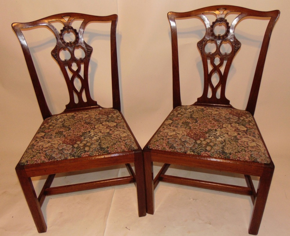 Pair George III mahogany chairs circa 1765