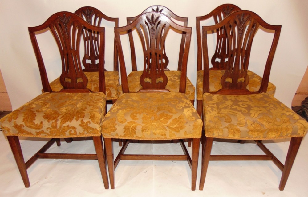 Set 6 Hepplewhite style mahogany dining chairs circa 1880