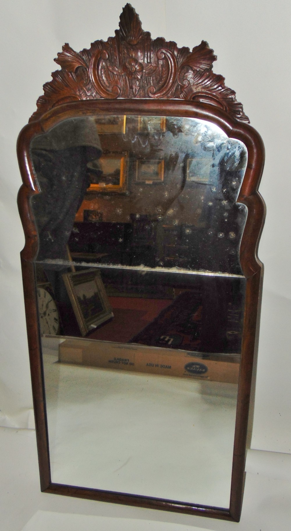 Queen Anne walnut thin framed mirror circa 1720
