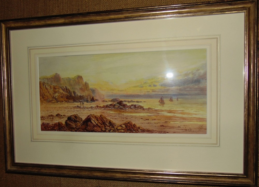 Edwardian watercolour coastal scene circa 1905