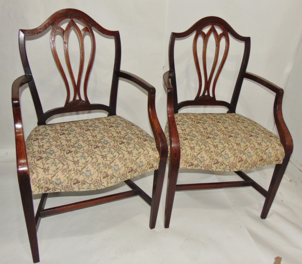 Pair Scottish mahogany elbow chairs circa 1790