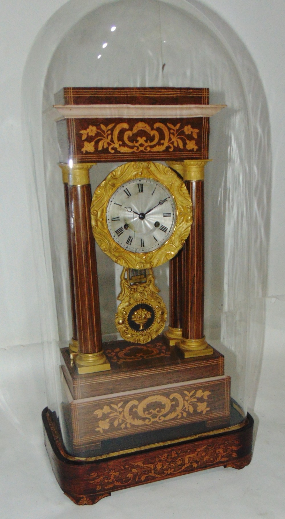 French rosewood portico clock complete with dome & stand circa 1830