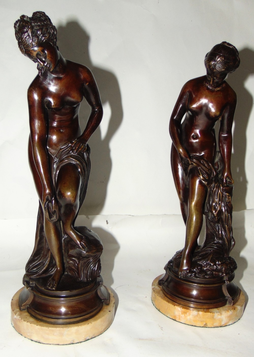 Pair bronzes of Diana bathing circa 1890