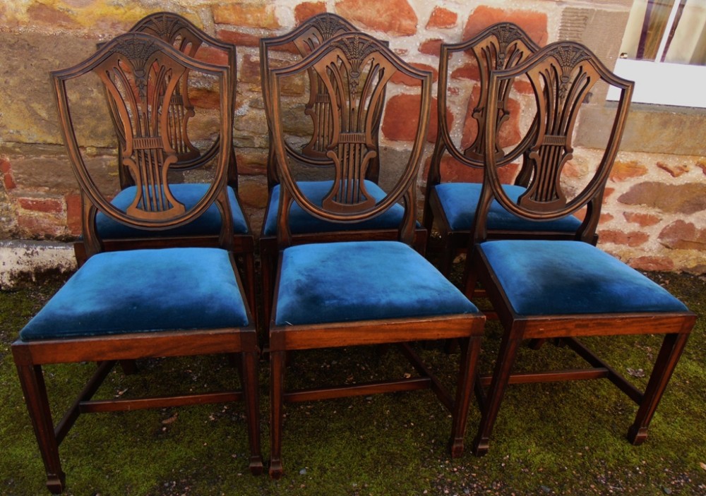 Set 6 Hepplewhite style mahogany dining chairs circa 1920