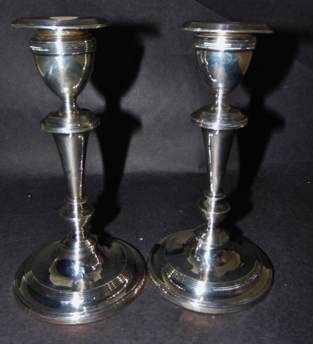 Pair Edwardian silver candlesticks 1909
