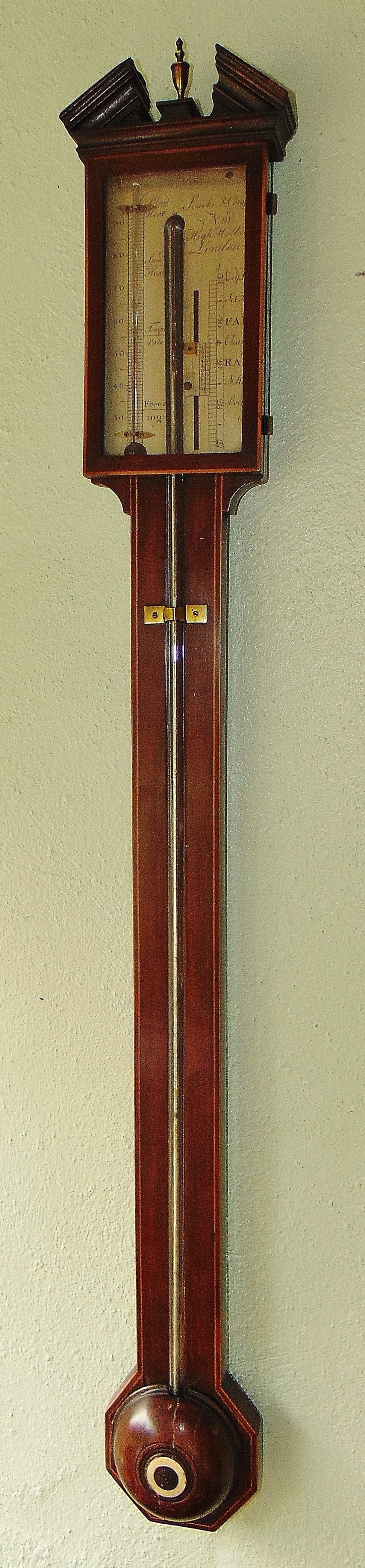 Georgian mahogany stick barometer. Circa 1795