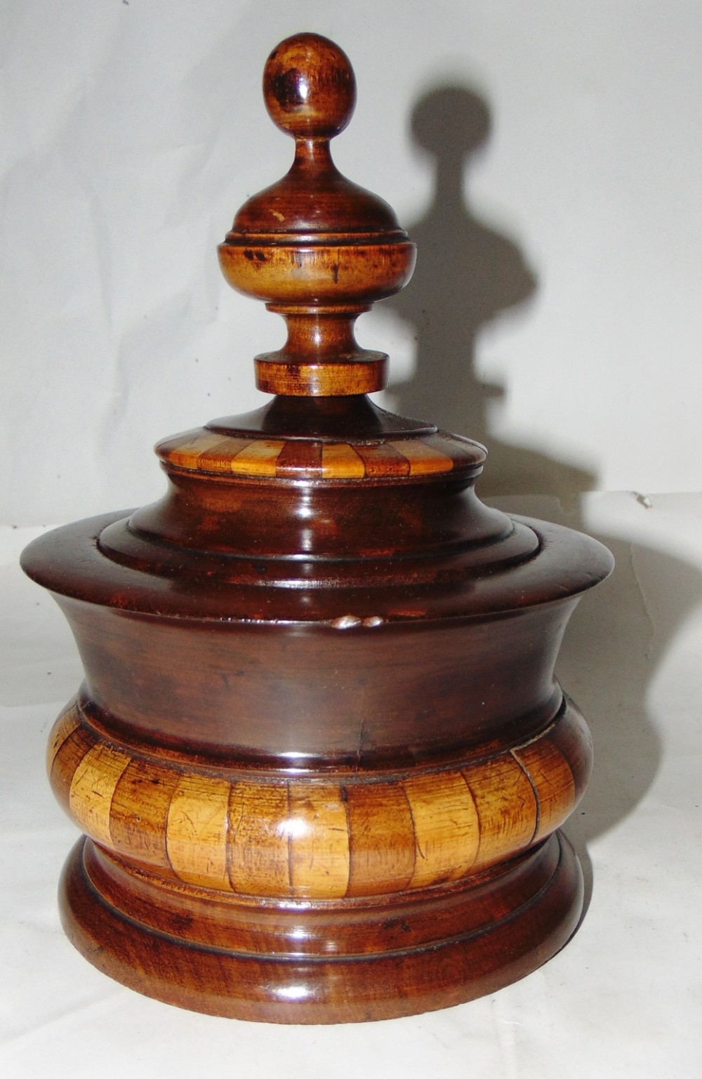 Dutch turned mahogany & inlaid tobacco box Circa 1820