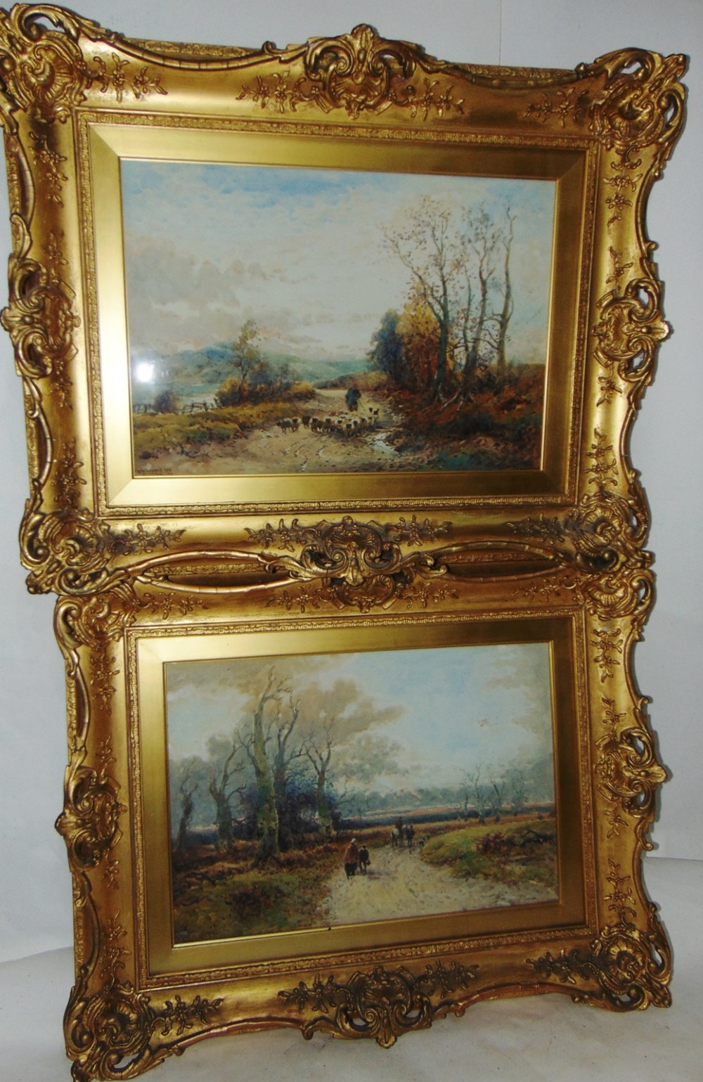 Pair watercolours rural scenes by W.Manners dated 1910