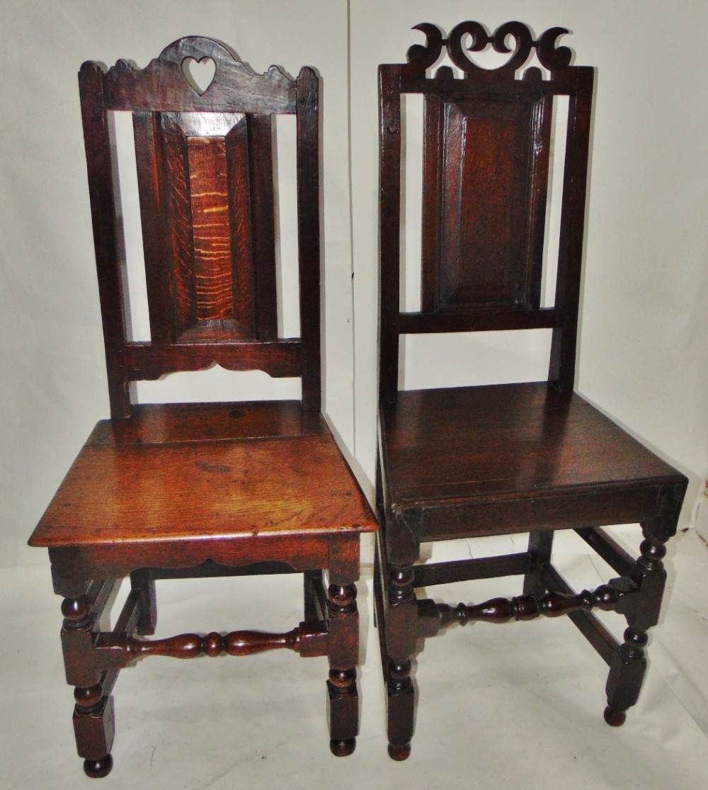 Two similar Stuart oak chairs circa 1680