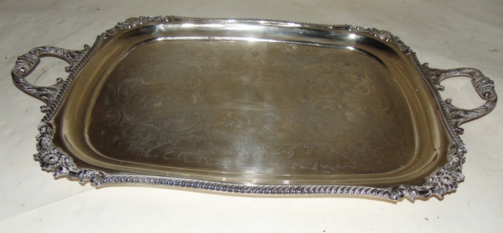 Large Victorian silver plated tray circa 1870