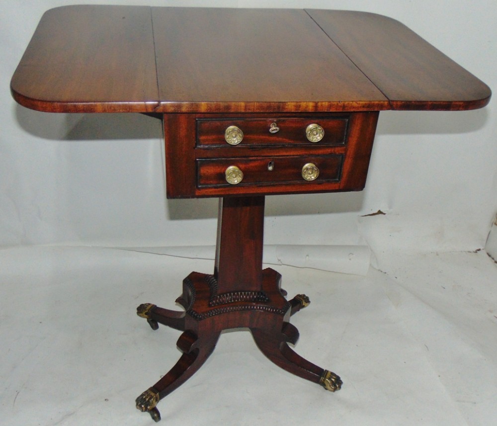 Regency mahogany pedestal work pembroke table circa 1815