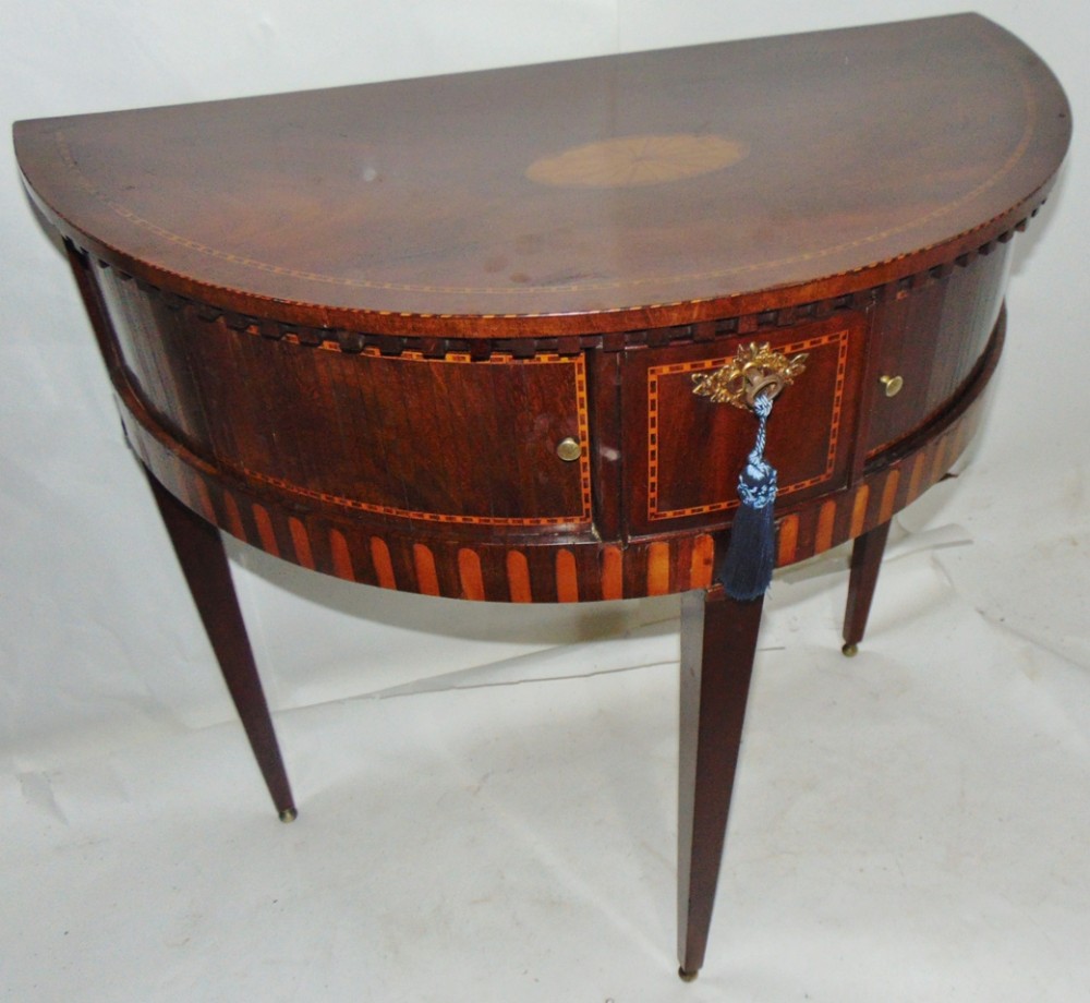 Dutch mahogany half round side table circa 1795
