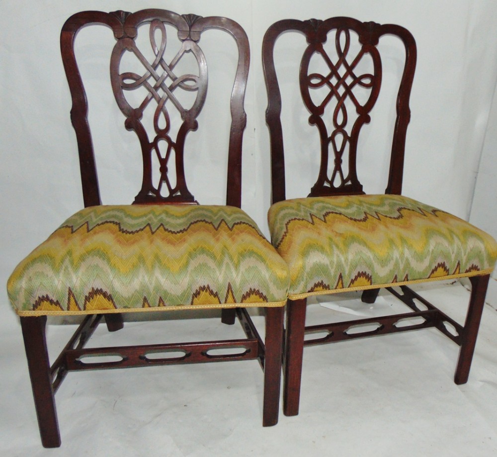 Pair George II mahogany chairs circa 1760