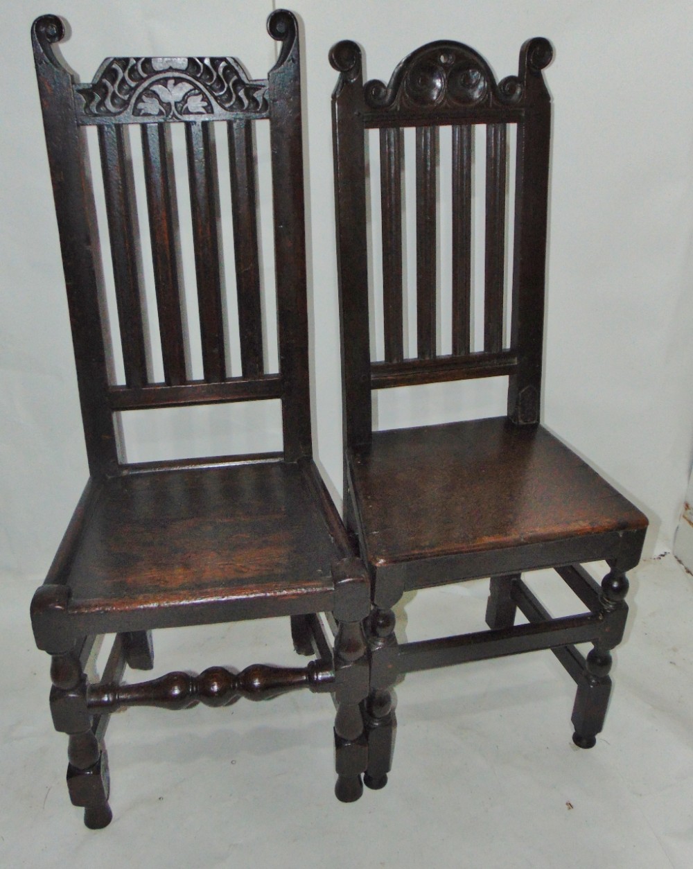 Two early oak high back chairs Circa 1680