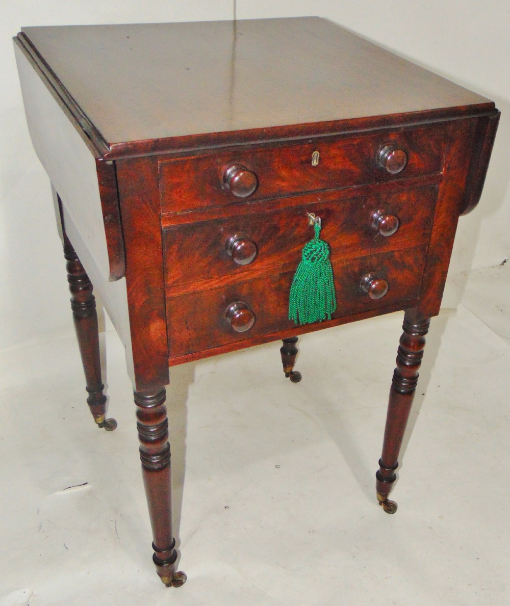 Georgian mahogany work pembroke table circa 1810 View II