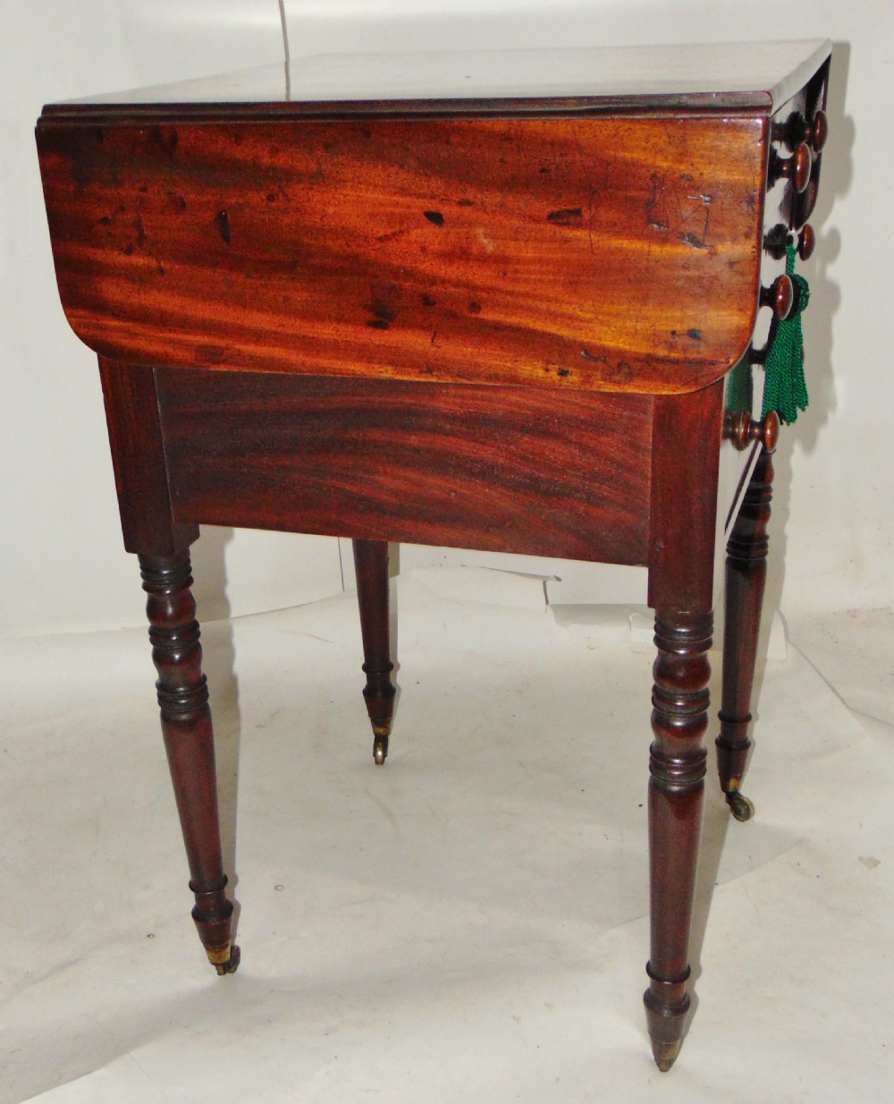 Georgian mahogany work pembroke table circa 1810 View IX